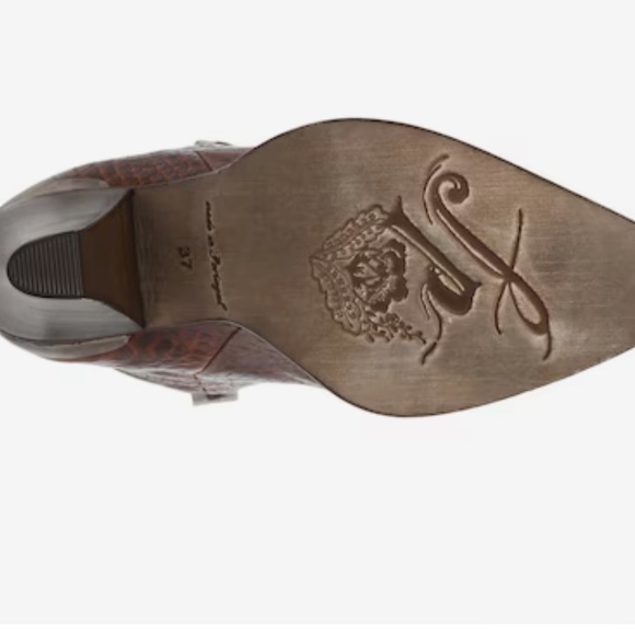 Free People Stevie Brown Leather Pointed Toe Western Style Knee High Boot 38.5 - Picture 6 of 10